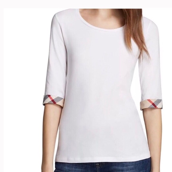 Burberry Tops - Burberry Brit White Top with 3/4 Length Sleeves